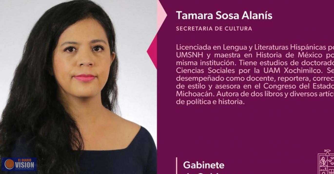 Tamara Sosa, nueva secretaria de Cultura en Michoacán