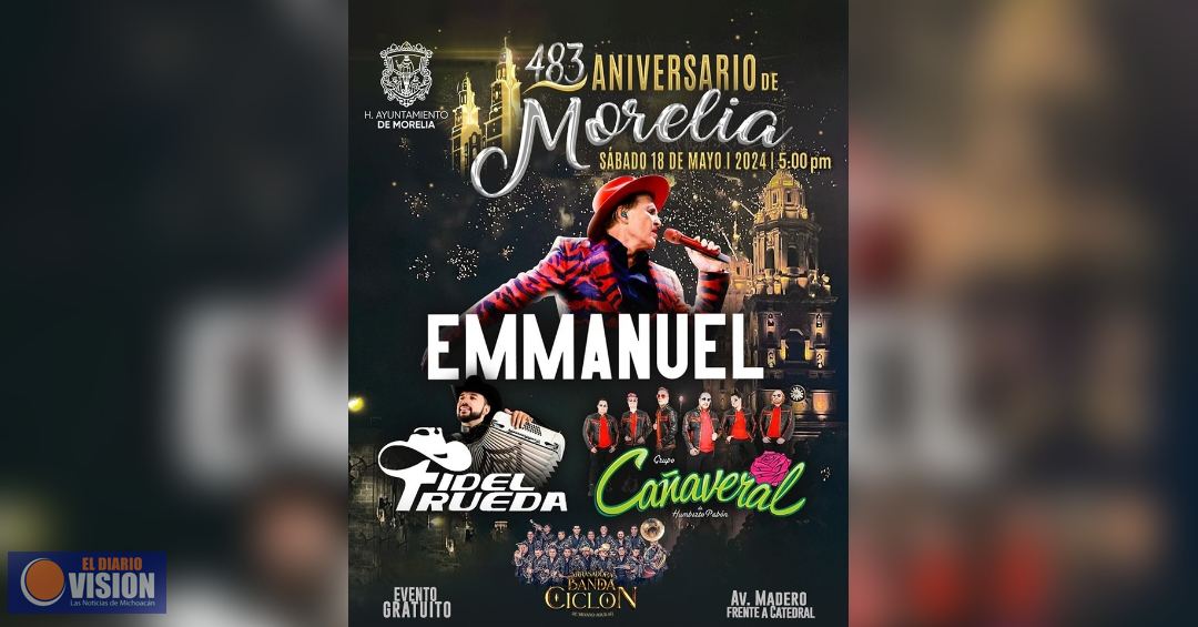 Concierto de aniversario de Morelia, comienza a las 5 pm