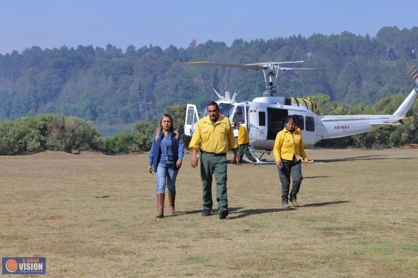 Dayana Pérez mantiene seguimiento y coordinación permanente ante incendio forestal en Copándaro