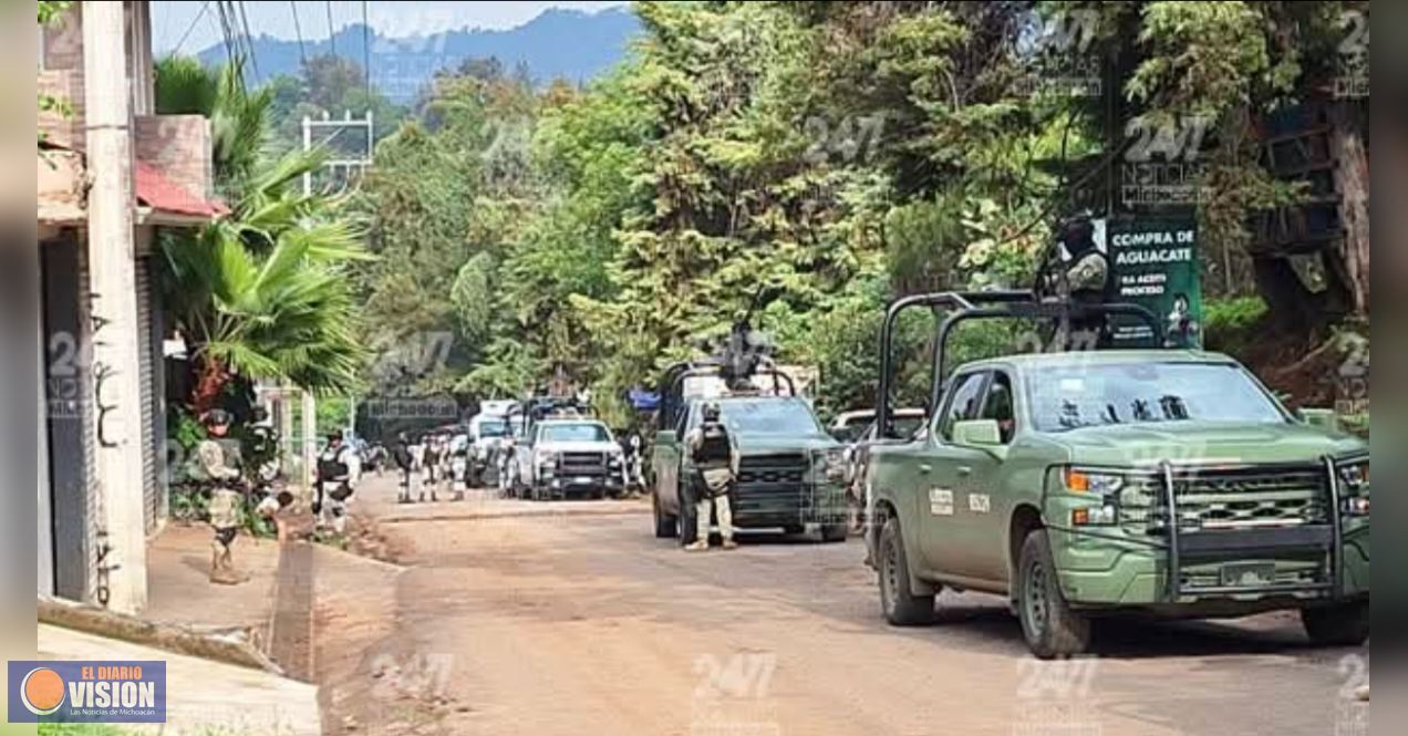 Seis criminales abatidos al enfrentarse con GN y Ejército, al sur de Uruapan 