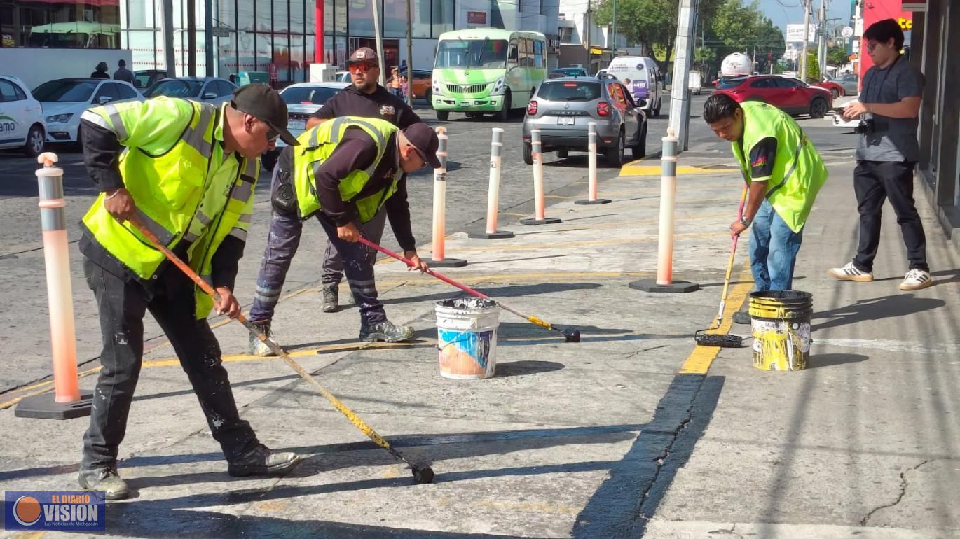 Gobierno de Morelia cumple labores de orden y balizamiento en la avenida Lázaro Cárdenas