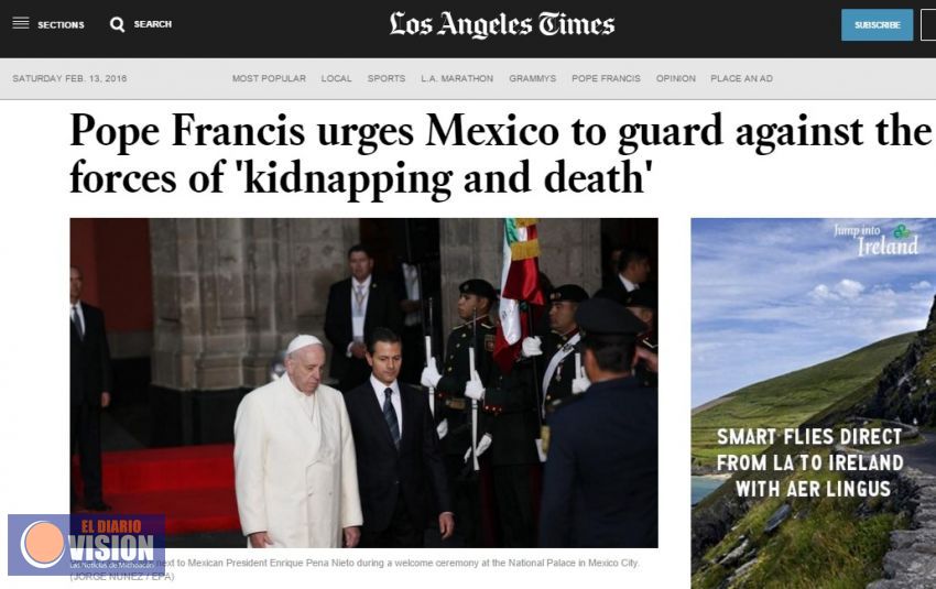 Prensa mundial sigue los pasos del Papa Francisco en México 