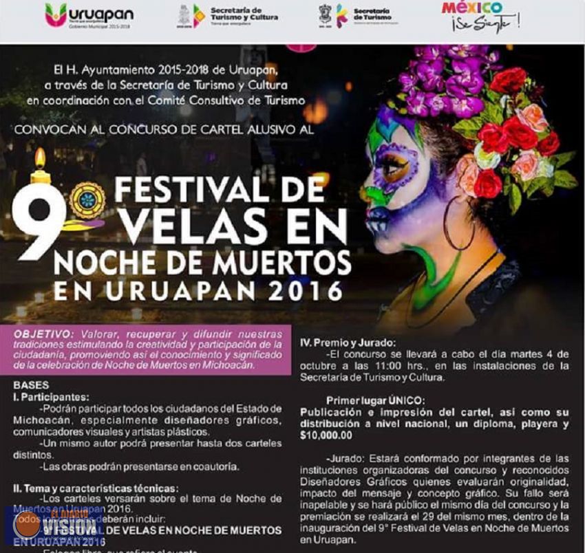 Abren convocatoria para la elaboración del cartel del 9º Festival de Velas en Uruapan
