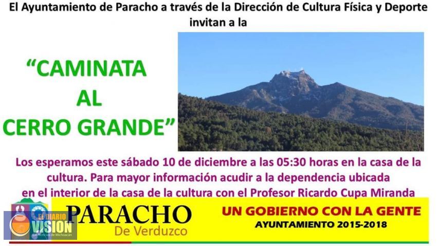 Ayuntamiento de Paracho invita a la "Caminata al Cerro Grande" 