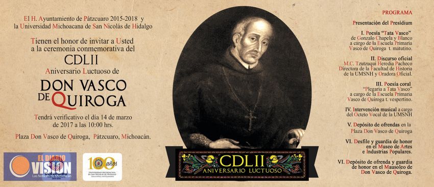 Casa de Hidalgo conmemorará un aniversario luctuoso más de su fundador Don Vasco de Quiroga