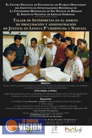 UMSNH ofrecerá Taller de Intérpretes en Lengua P’urhépecha y Náhuatl