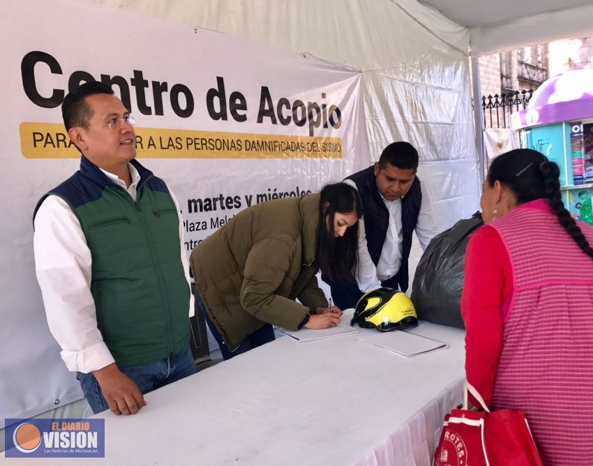 PRD reinstala centro de acopio para damnificados, ahora de Morelos y Puebla 