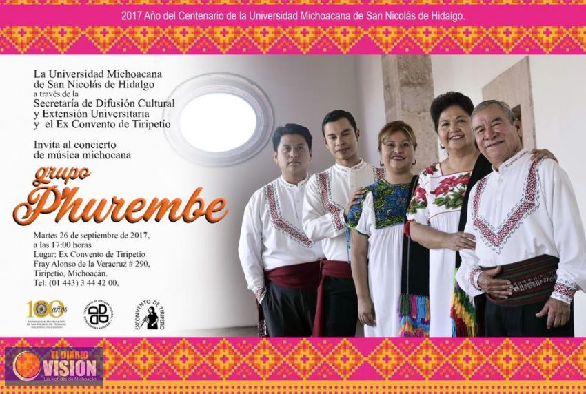 Grupo Purhembe ofrecerá concierto de música michoacana en Ex Convento de Tiripetío