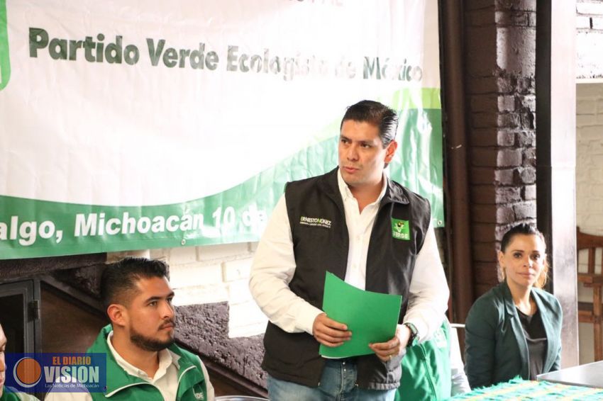 Rinden protesta integrantes del Comité Municipal del Partido Verde, en Ciudad Hidalgo