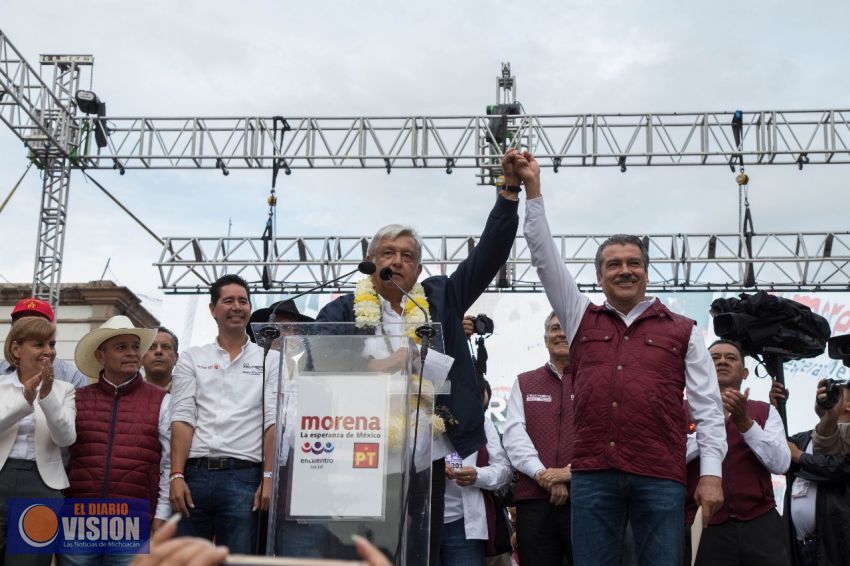 AMLO y Raúl Morón cierran campaña en Morelia;“los morelianos se sumarán a la Cuarta Transformación”
