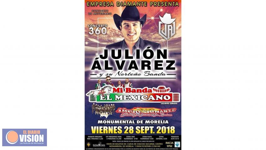 Julión Álvarez regresará a Morelia para ofrecer un concierto monumental