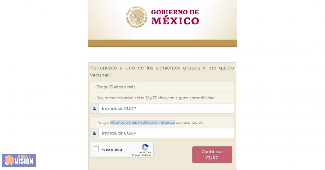 Inicia registro para vacuna refuerzo Covid 19 a mayores de 40 años