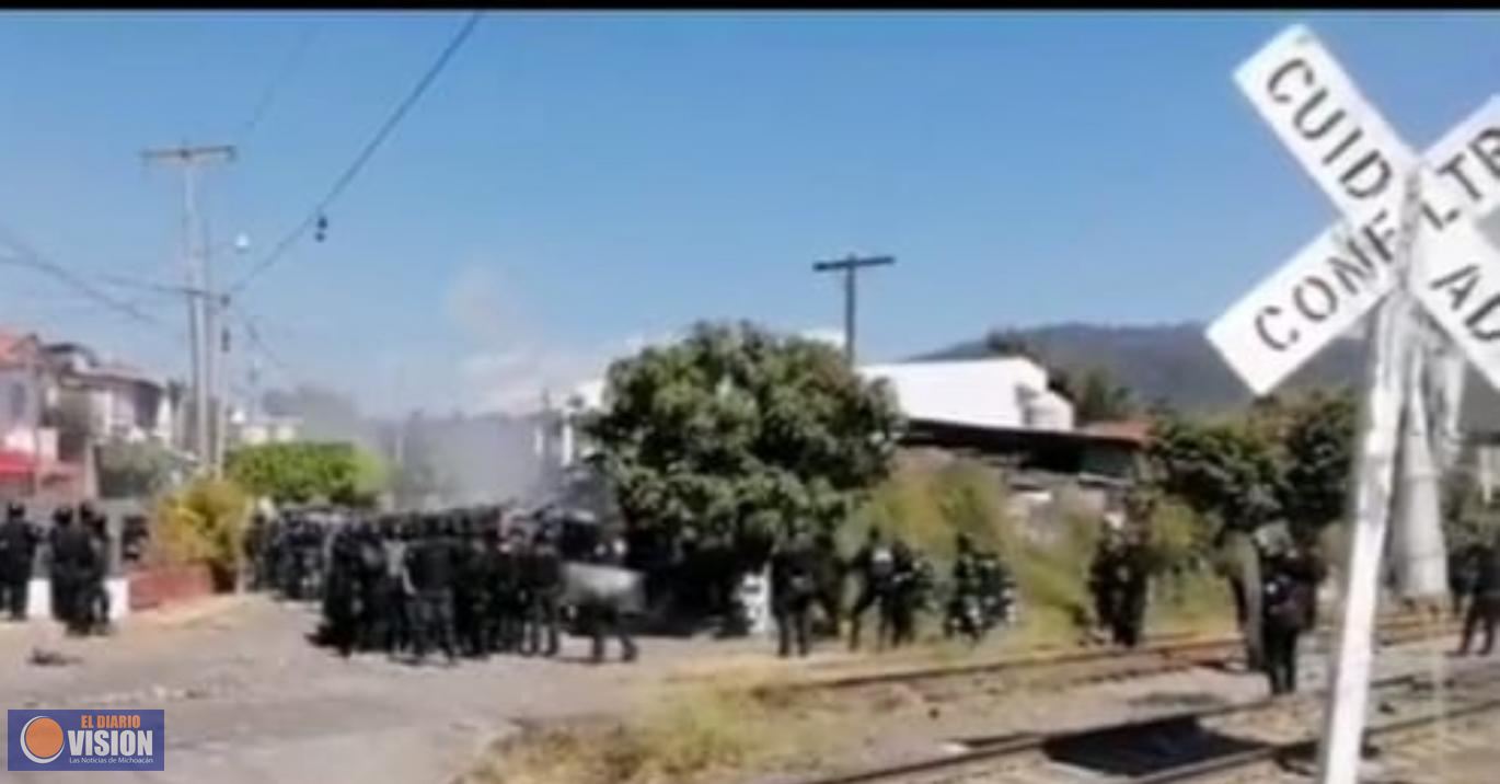 SSP y GN mantienen la libre circulación en vías férreas de Uruapan, Morelia y Pátzcuaro