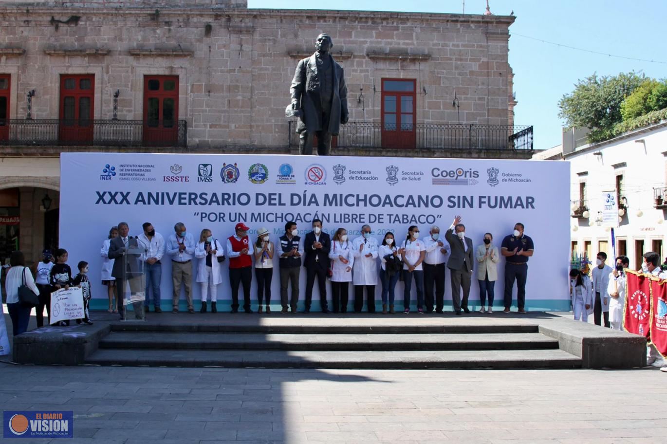 *Con desfile, conmemoran XXX Aniversario del Día Michoacano sin Fumar