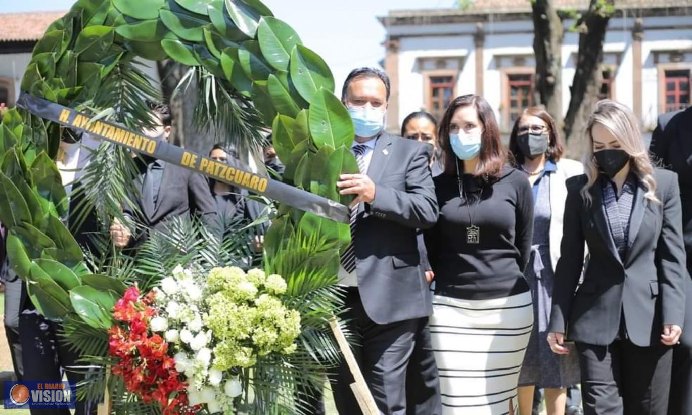 Macarena Chávez, asistió al acto conmemorativo al 457 aniversario luctuoso de Vasco de Quiroga