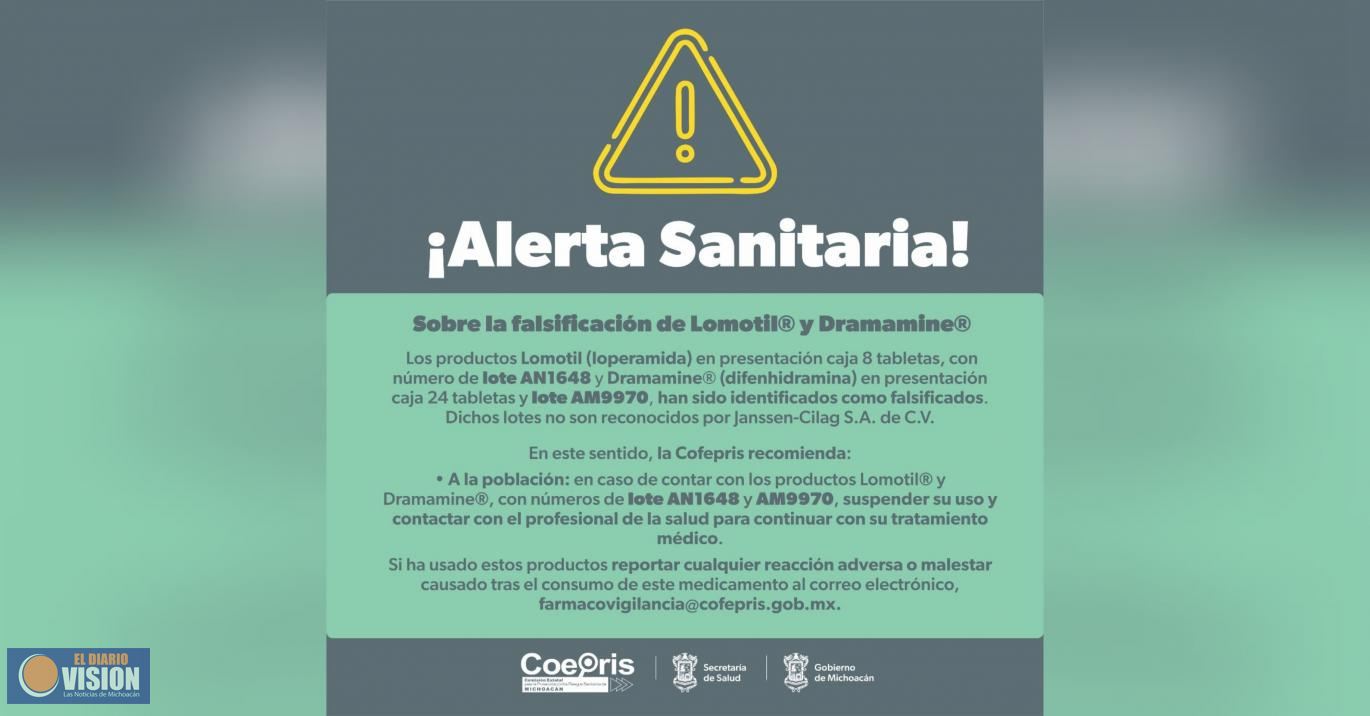 Alerta SSM sobre falsificación de medicamentos Lomotil y Dramamine