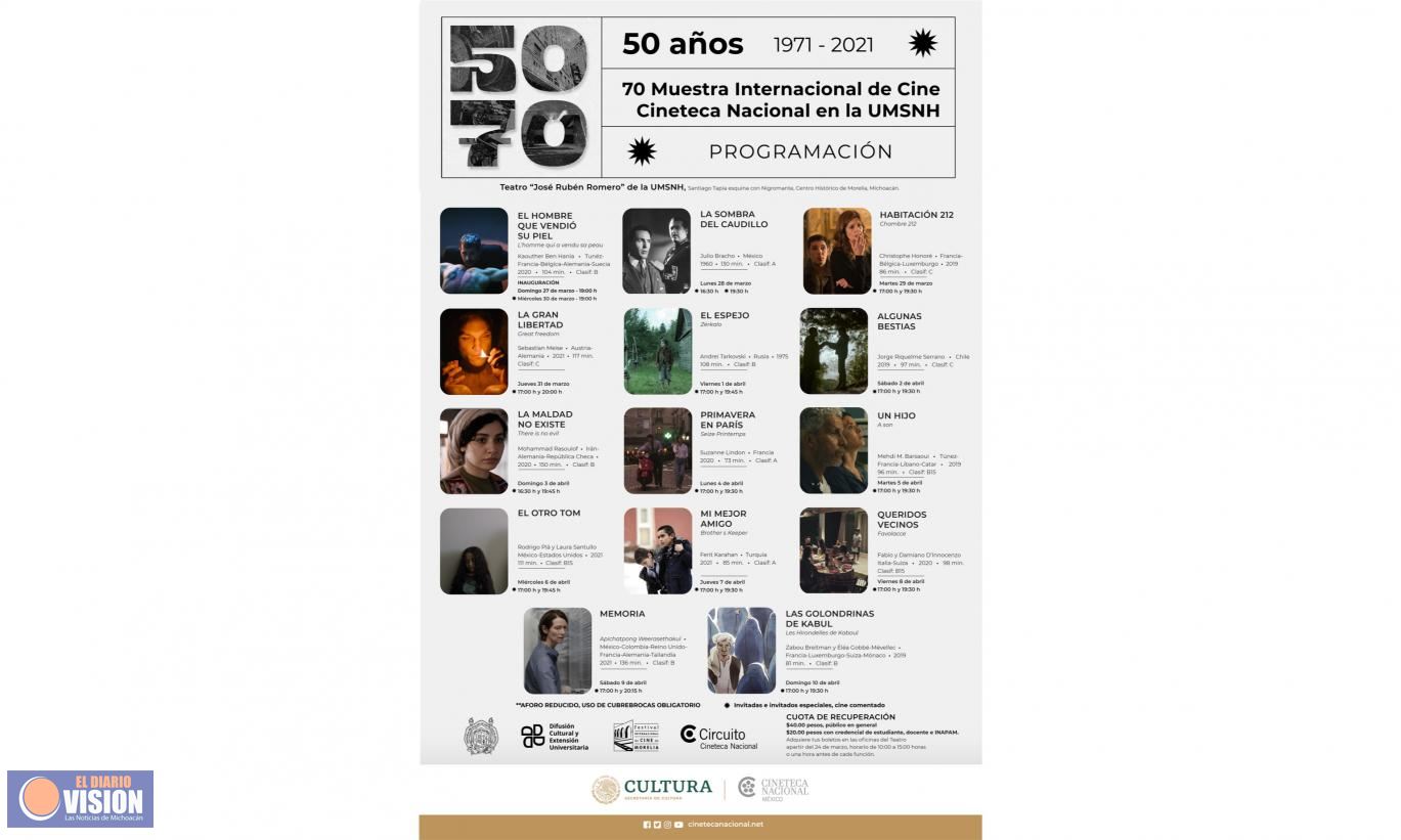 UMSNH exhibirá la muestra internacional de cine de la Cineteca Nacional 
