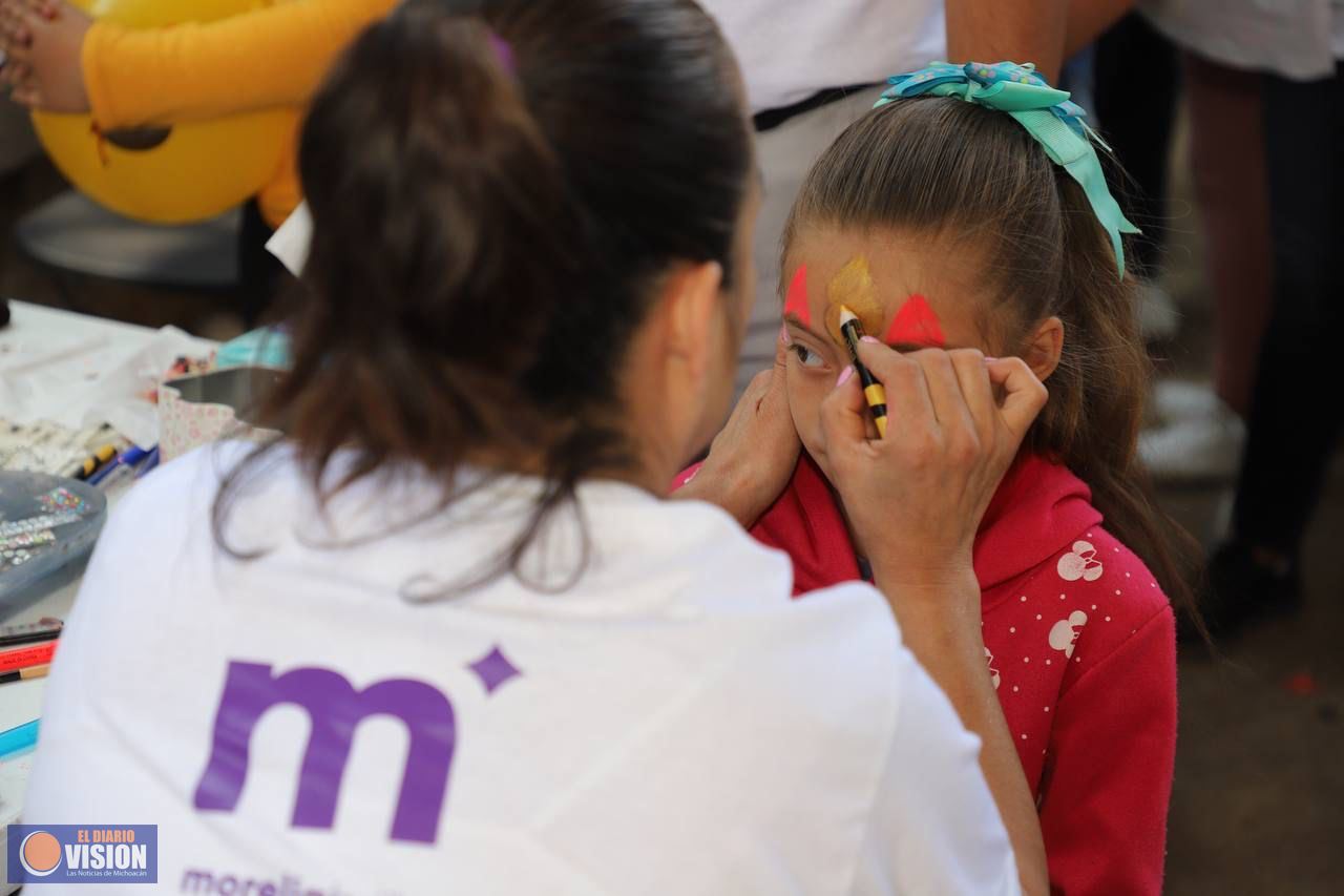 Comparten niños y niñas de Chiquimitío su alegría en el festejo “Morelia, la ciudad que brilla”