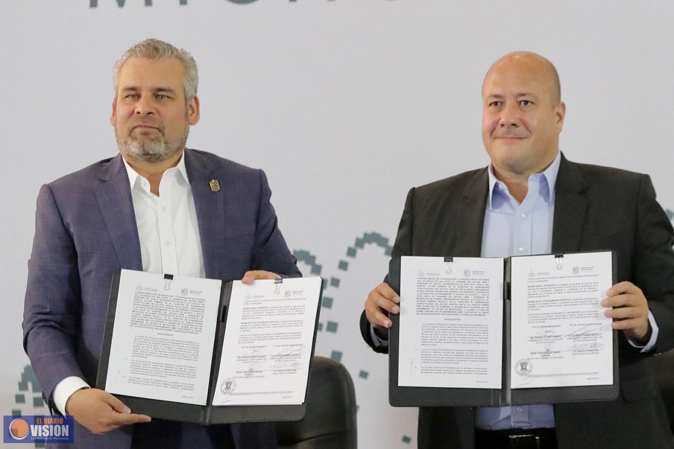 Michoacán y Jalisco firman convenio por la seguridad y desarrollo de la región