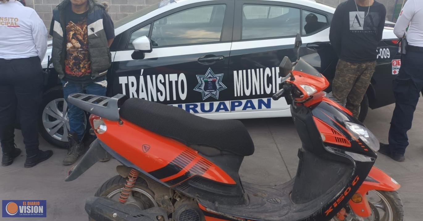 Policía Municipal división Tránsito, recupera motocicleta con reporte de robo