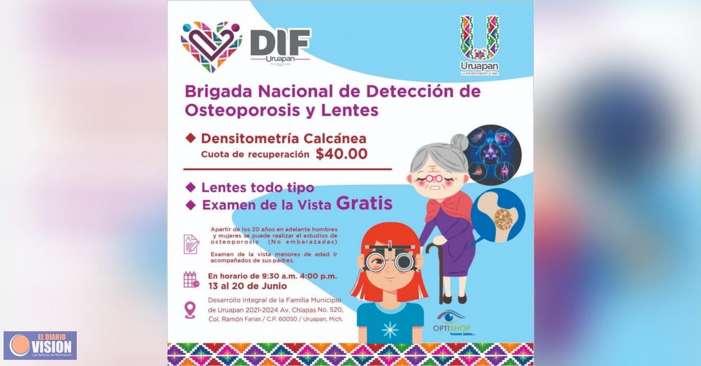 Invita DIF municipal a Brigada Nacional de Detección de Osteoporosis y Lentes
