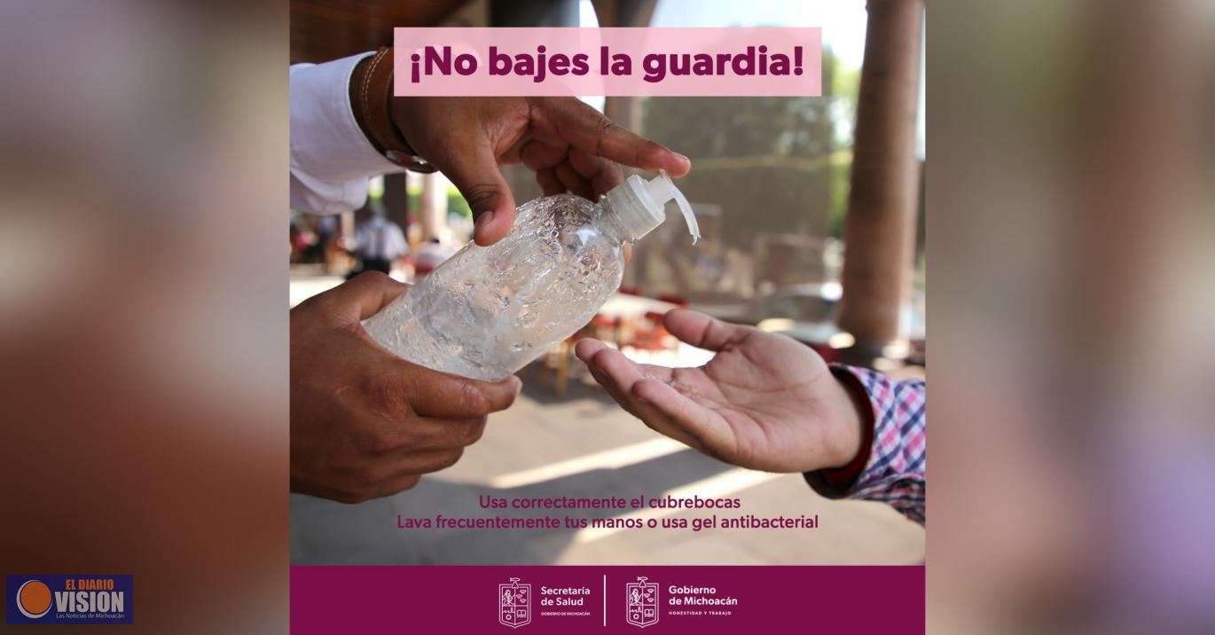 Exhorta SSM a las y los michoacanos a no bajar la guardia contra el COVID-19