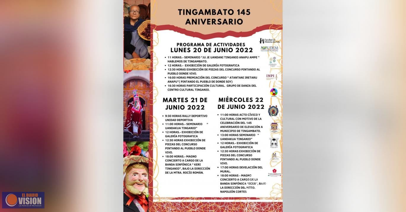 Invita Tingambato a sus actividades con motivo del 145 aniversario como municipio 