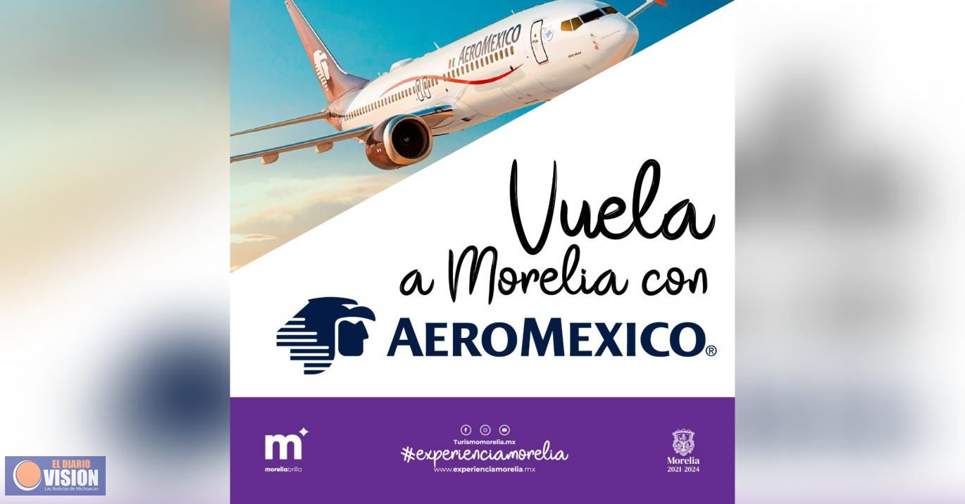 Celebra Alfonso Martínez reapertura de ruta aérea CDMX-Morelia, Morelia-CDMX