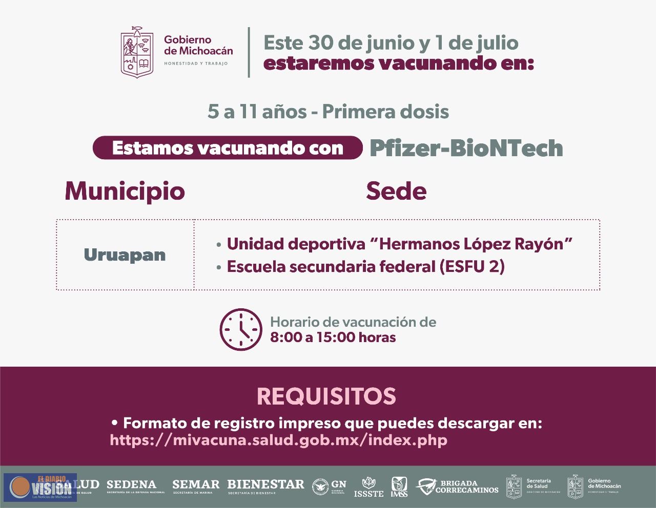 Avanza en Michoacán vacunación anti Covid-19 a niños de 5 a 11 años