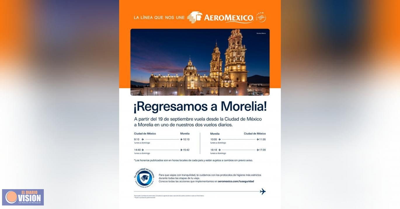 Celebra Alfonso Martínez regreso de vuelos Ciudad de México-Morelia por parte de Aeroméxico