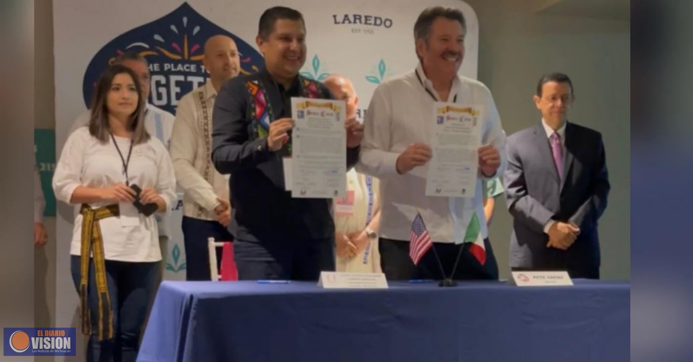 Nacho Campos firma hermanamiento con alcalde de Laredo Texas, Pete Sáenz