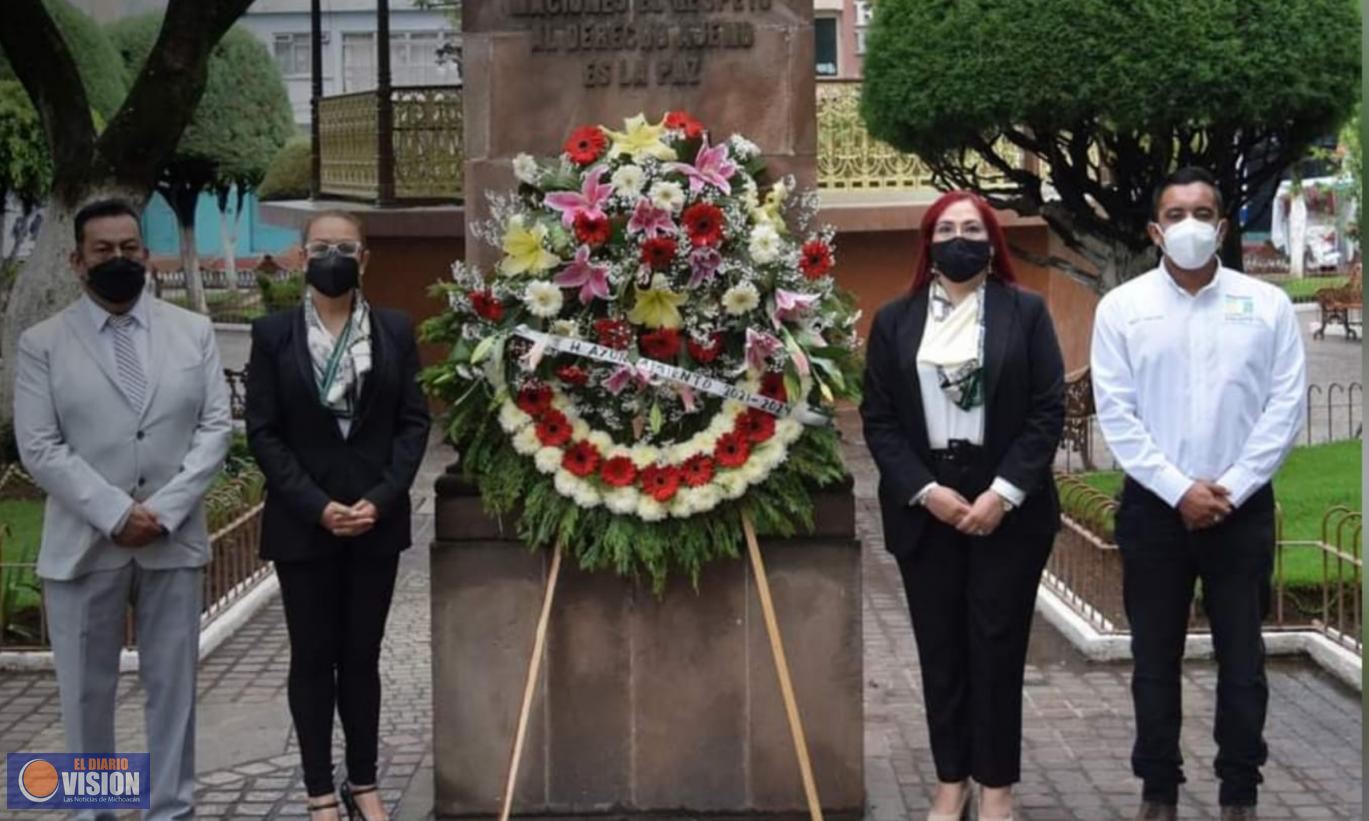 Ayuntamiento de Zacapu rinde homenaje a Benito Juárez en su CL aniversario luctuoso