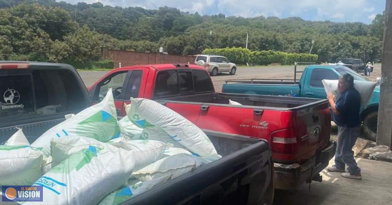 El gobierno de Tingambato entrega fertilizantes 