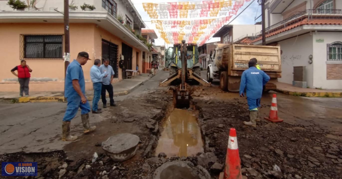 Realiza CAPASU rehabilitación de drenaje sanitario en San Pedro