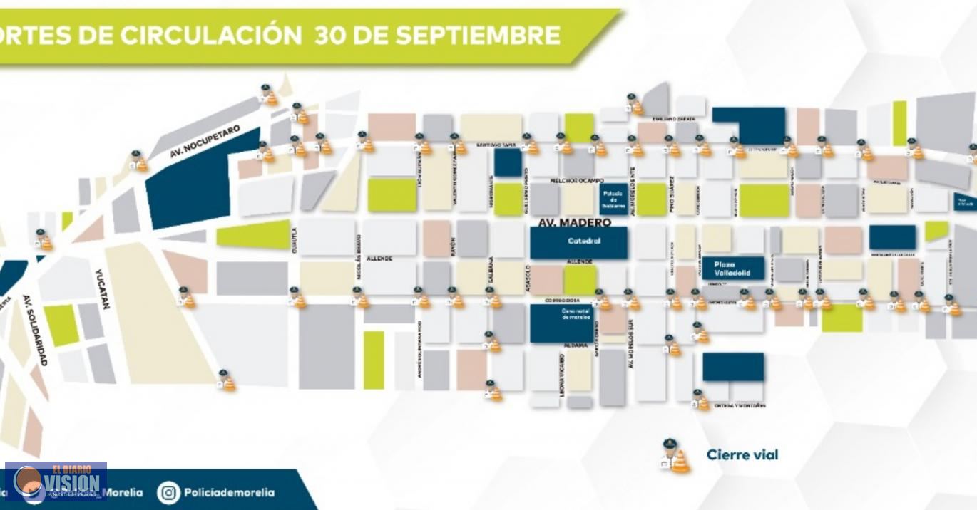 Policía Morelia resguarda y anuncia cortes viales por Desfile del 30 de septiembre