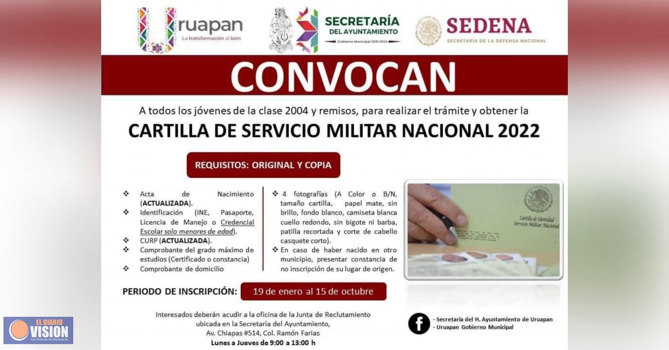 Este 14 de octubre, último día para la tramitación de Cartilla Militar