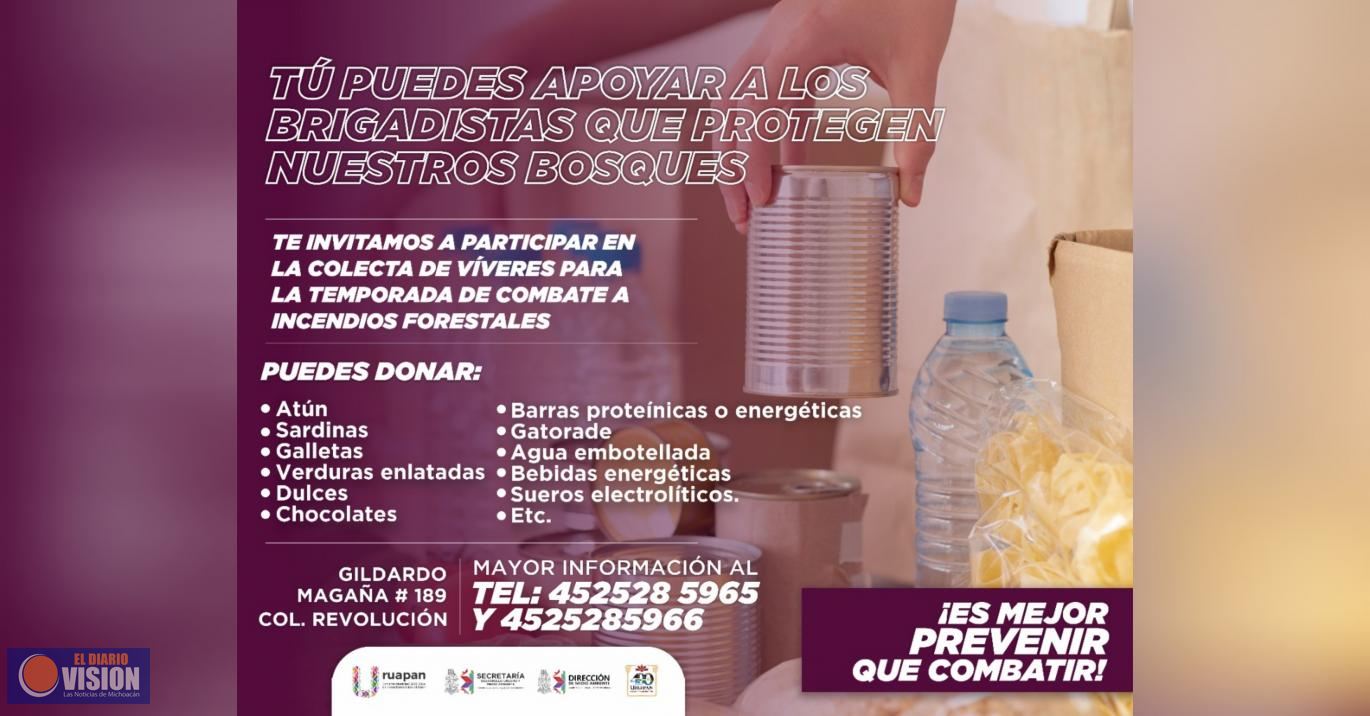 Inicia colecta de víveres para brigadistas de incendios forestales