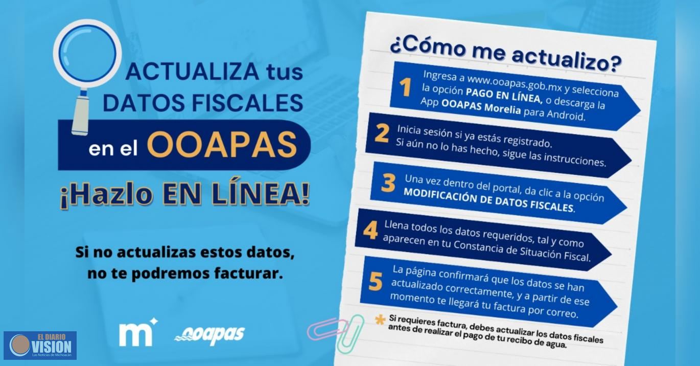 OOAPAS lanza campaña para que usuarios actualicen datos fiscales