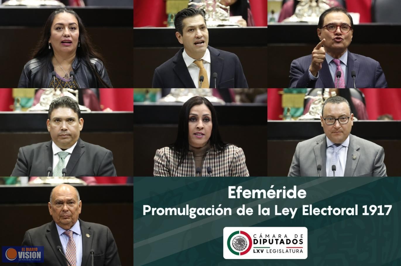 Diputadas y diputados conmemoran la promulgación de la Ley Electoral