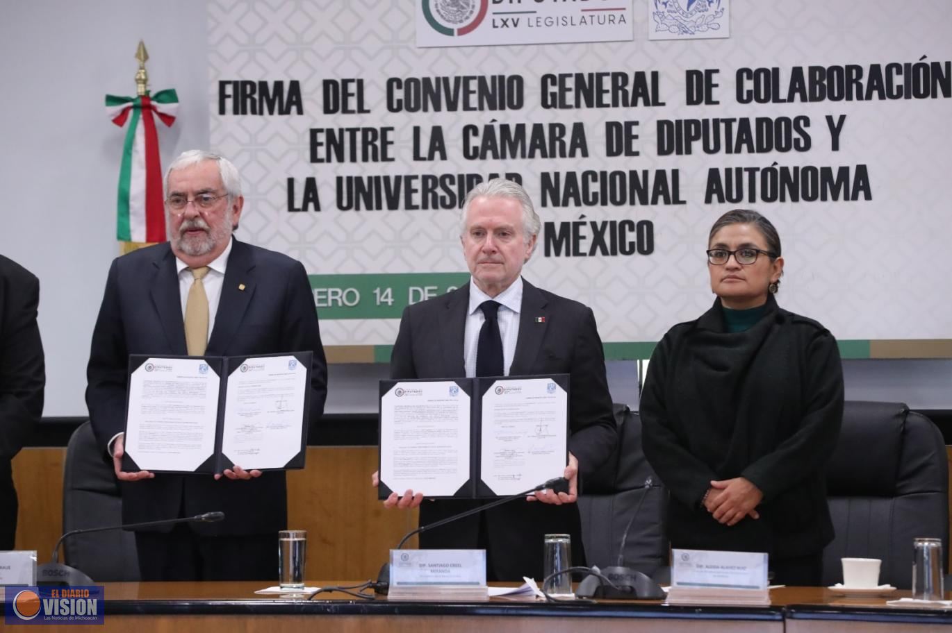 Firma Cámara de Diputados convenio de colaboración con la Universidad Nacional Autónoma de México
