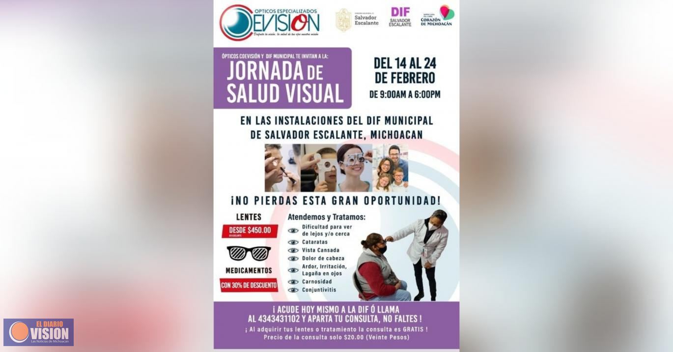 Invita Ayuntamiento de Salvador Escalante a Jornada Salud Visual