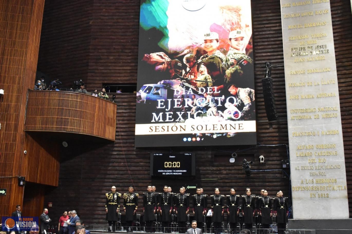 Conmemora la Cámara de Diputados, con Sesión Solemne, el 110 Aniversario del Ejército Mexicano