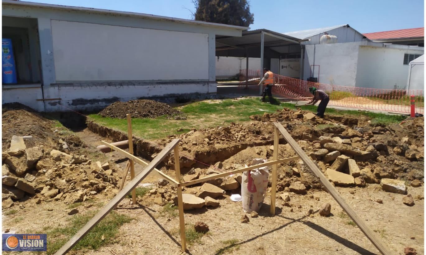 Avance obra de construcción de aula en el CONALEP, en Zacapu