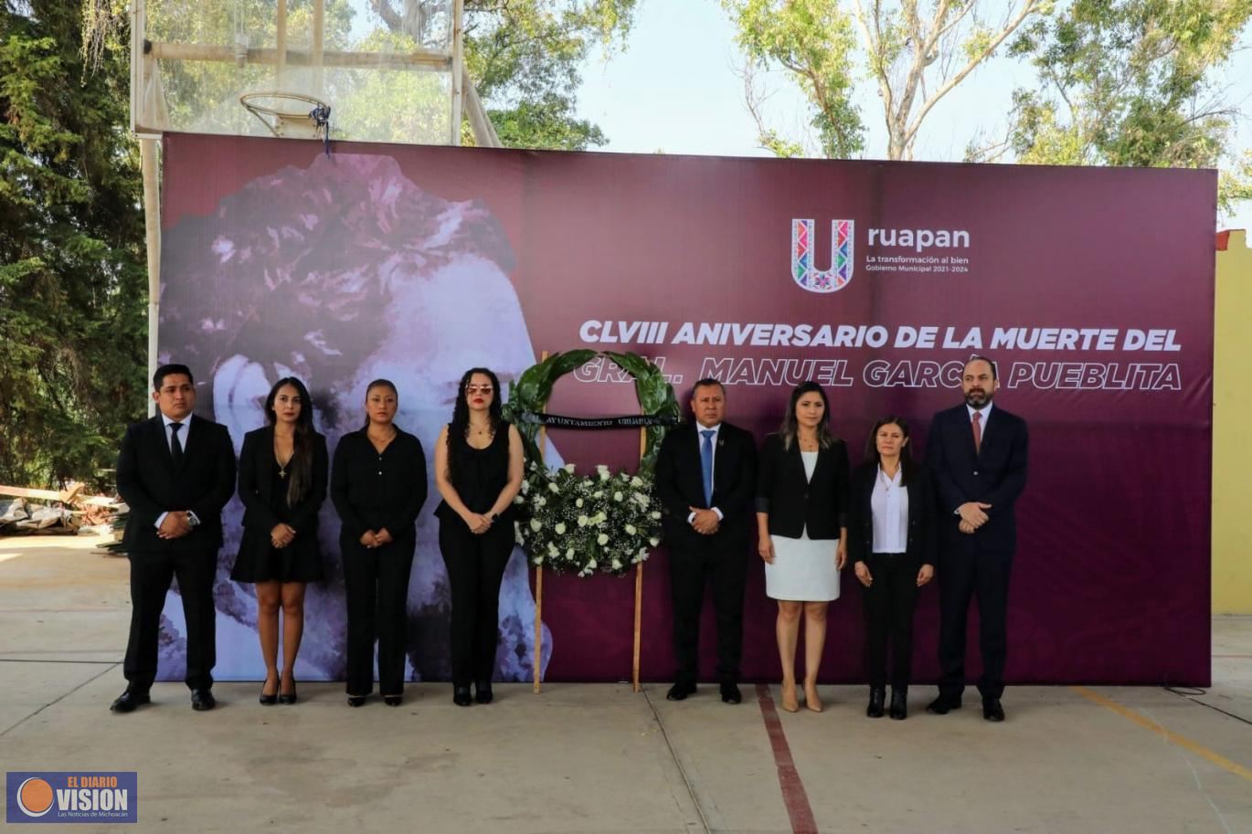 Ayuntamiento de Uruapan encabeza  158 aniversario luctuoso del general Manuel García Pueblita