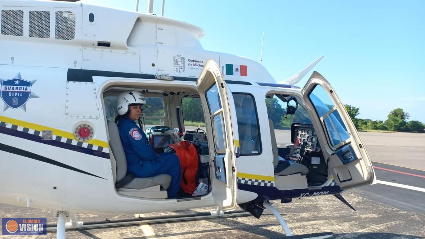 Michoacán realiza puente aéreo con Guerrero, para traslado de menor con importante problema de salud