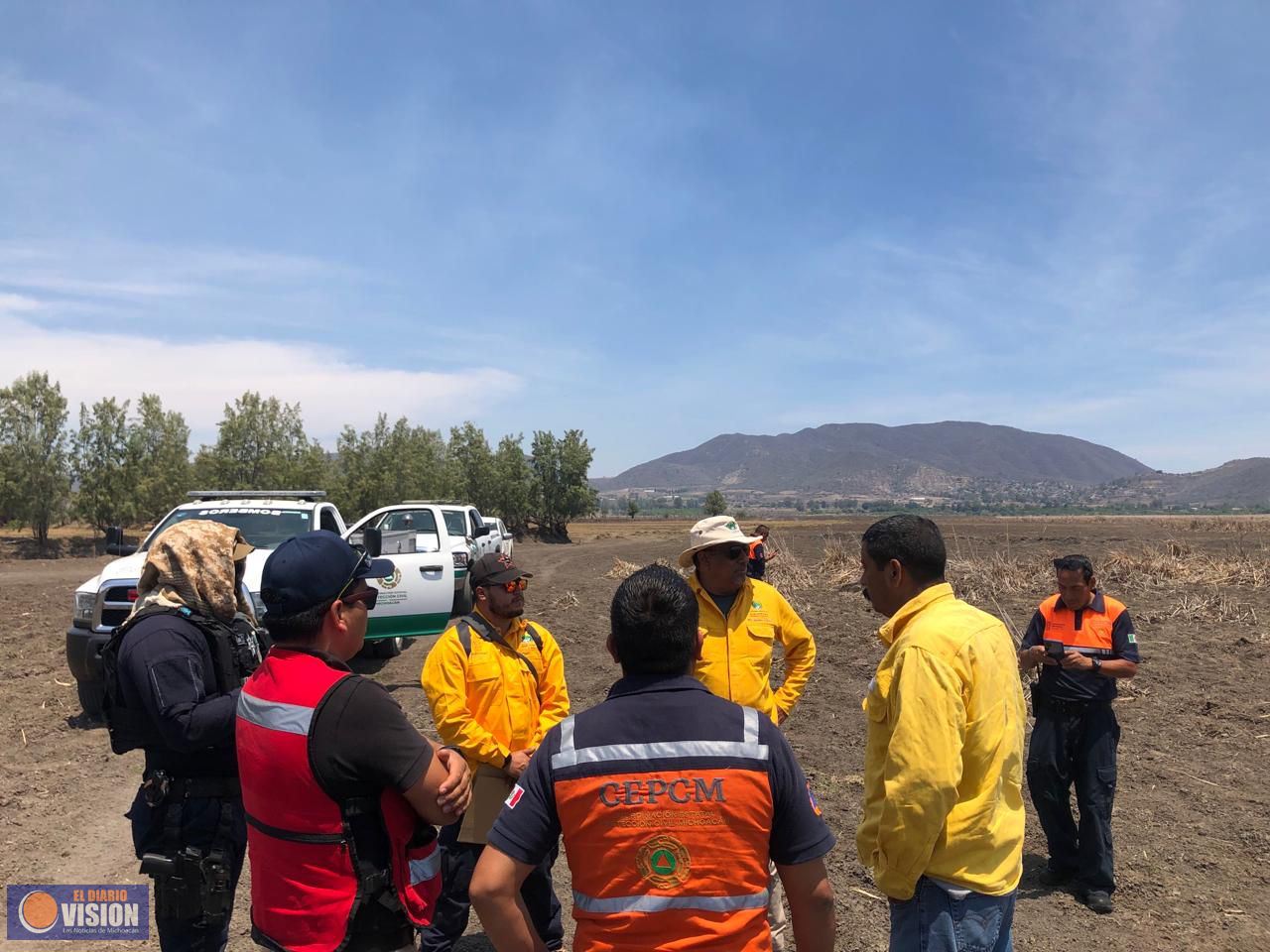 Brigadas atienden incendio de tule en Santa Ana Maya