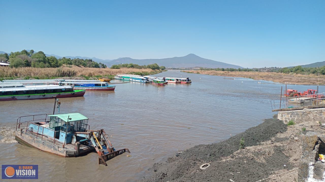 Compesca mantiene canales de navegación en el lago de Pátzcuaro