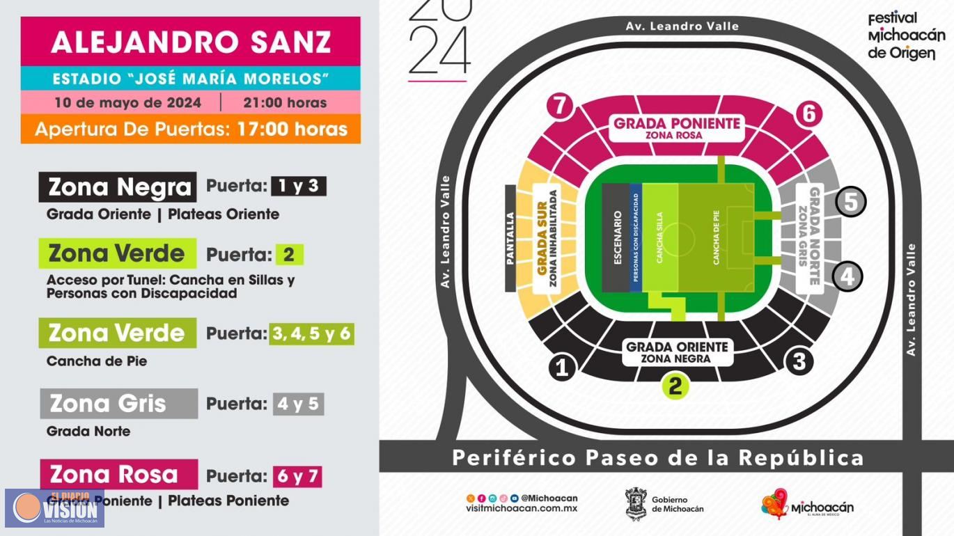 Aquí te decimos cómo ubicar tu zona para el concierto de Alejandro Sanz en el Estadio Morelos