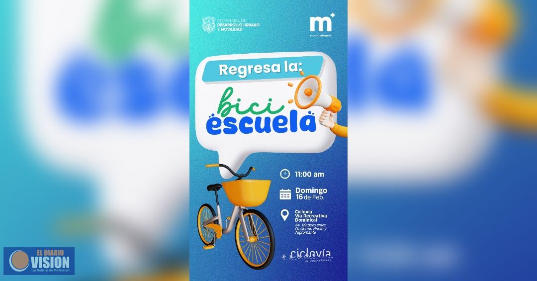 Gobierno de Morelia invita a la Biciescuela este domingo