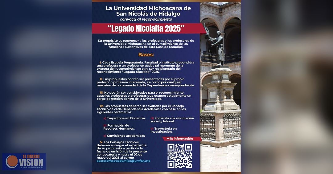“Legado Nicolaita” reconoce a las y los docentes de la UMSNH; se invita a participar con propuestas